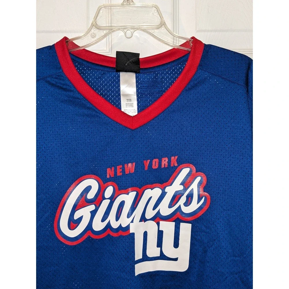 NFL Team Apparel New York Giants Jersey V-Neck Short Sleeve Girls Large NWT - Picture 6 of 10